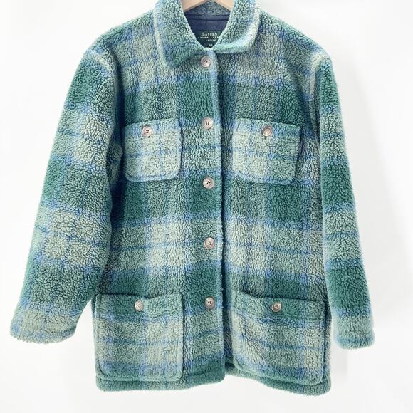 Lauren Ralph Lauren Women's Green Plaid Utility Button Down Jacket Size SP - Picture 1 of 4